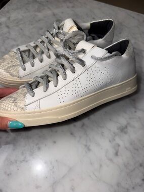 P448 White Sneakers with Silver Accents